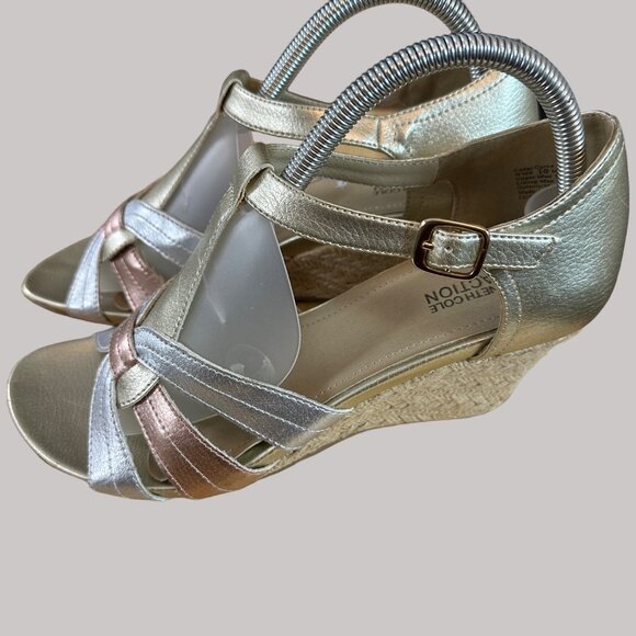 AK Klein Sports Womens Metallic Wedge Sandals Size 10 - Picture 7 of 14